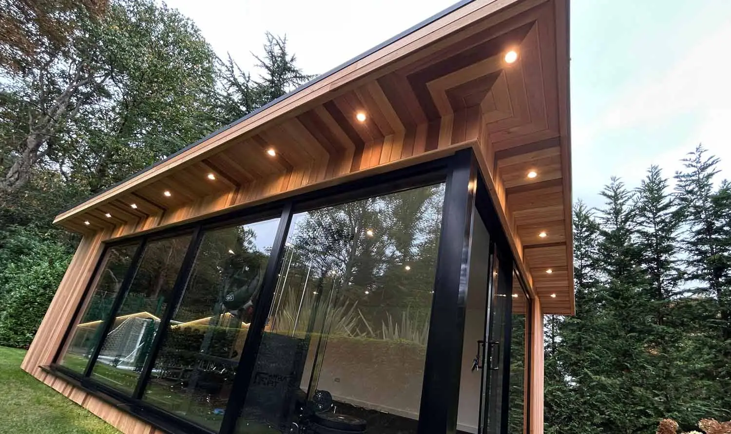 Canopy lighting on a garden office