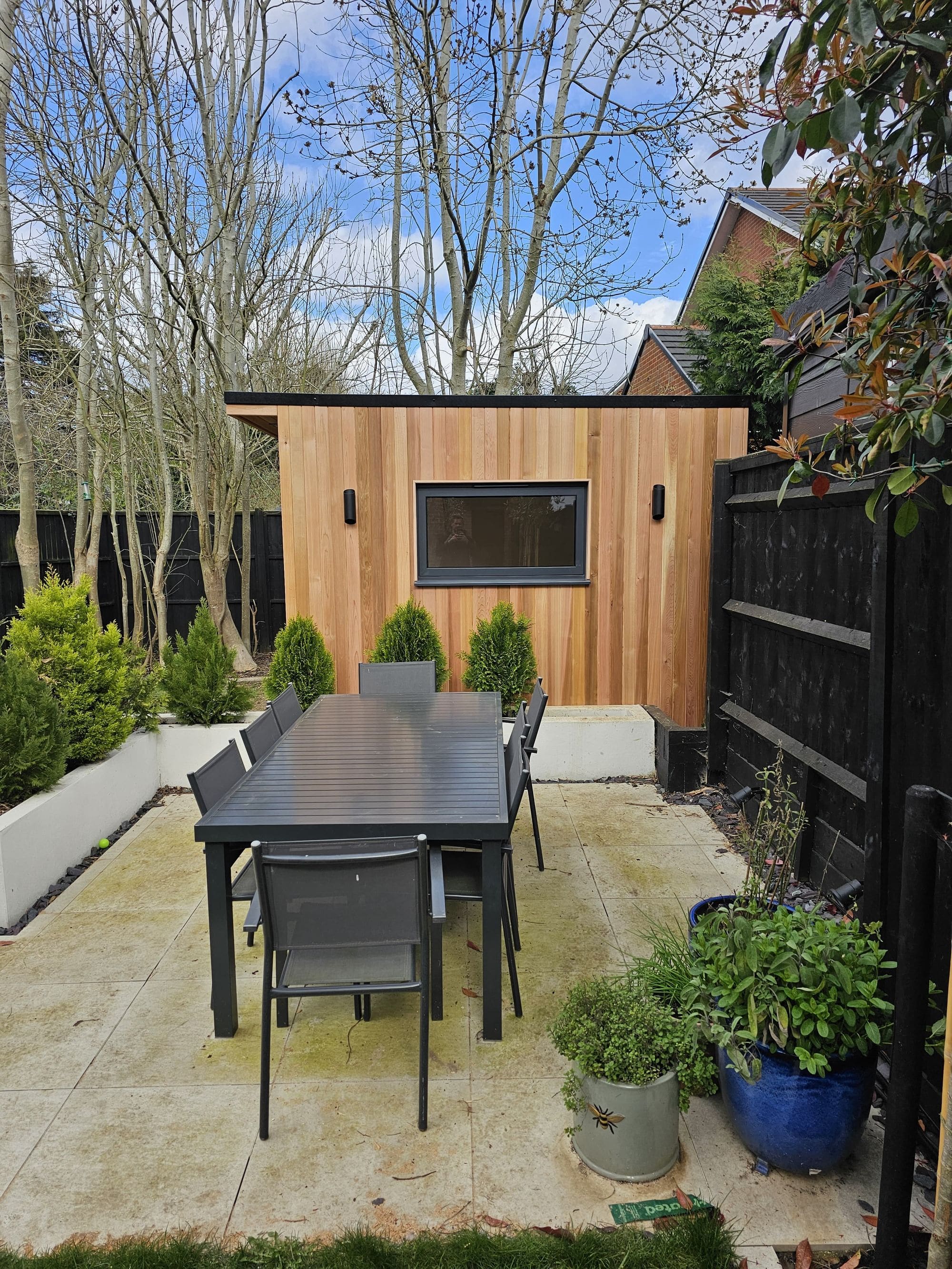 Garden room in garden, Surrey