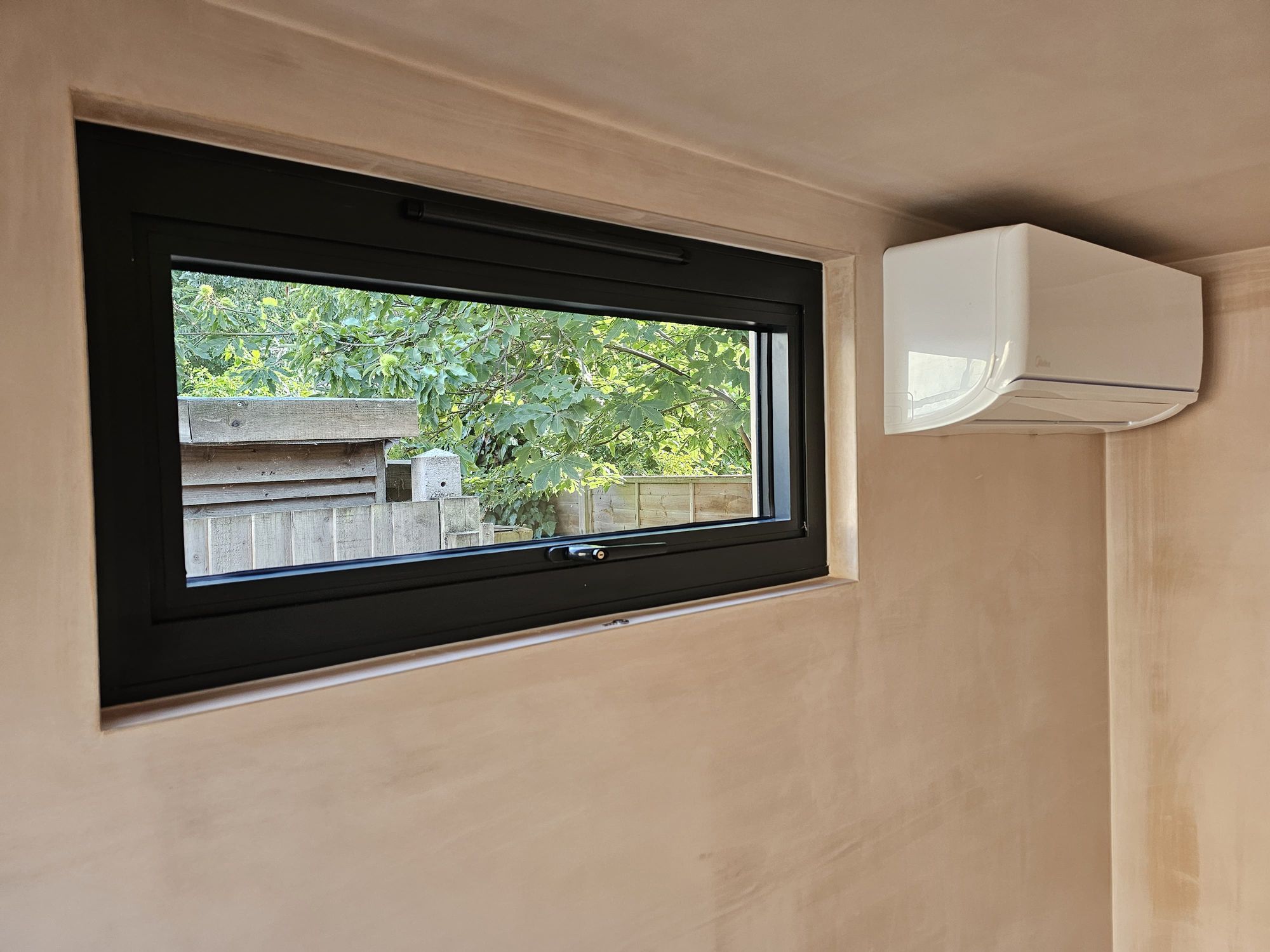 Slot window inside garden room
