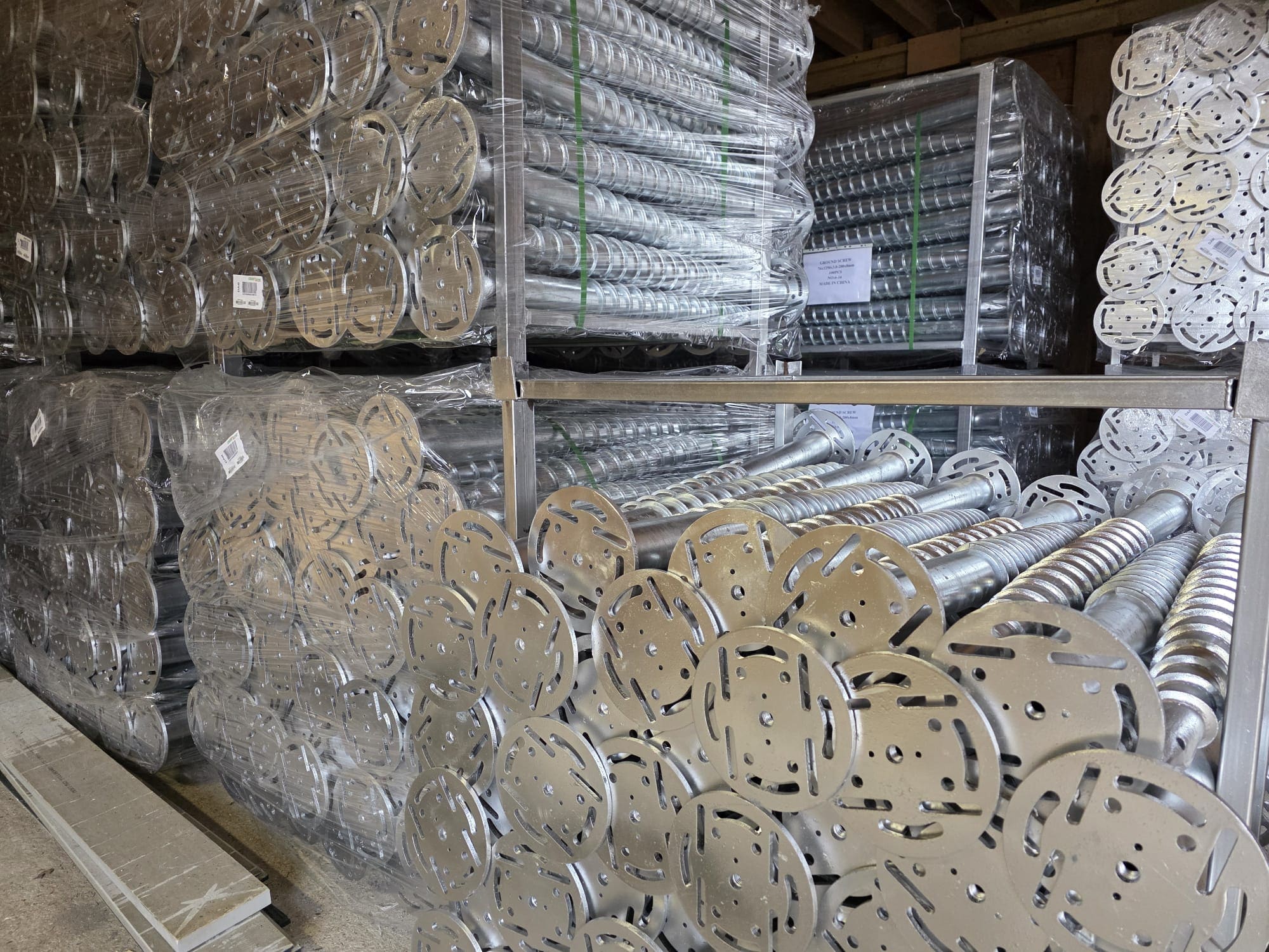 Ground screws ready for installation