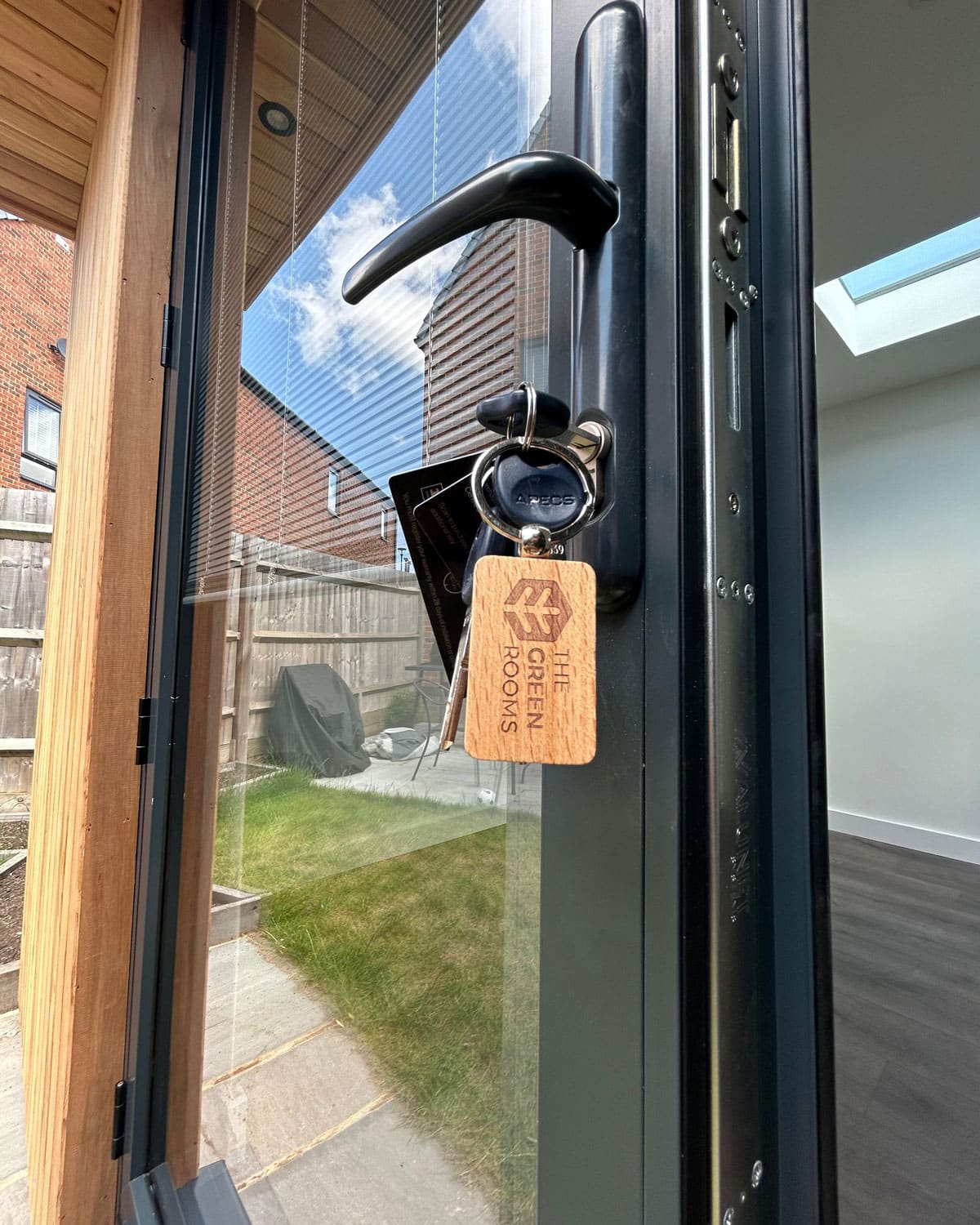 Garden room keys at handover